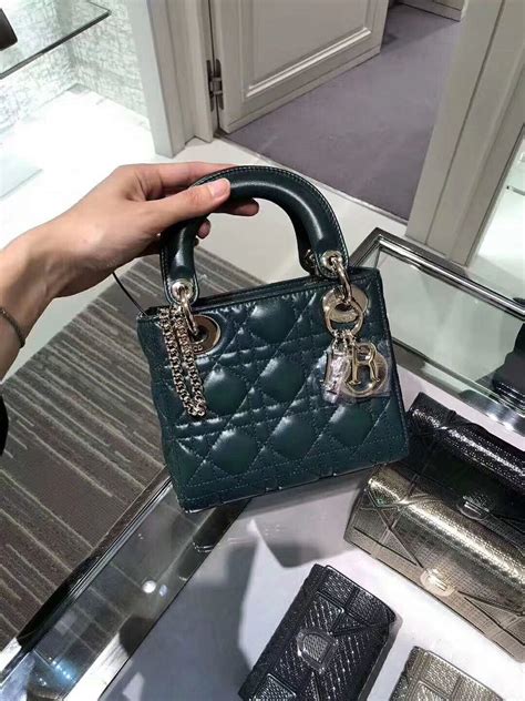 dior lady green|Dior lambskin bag.